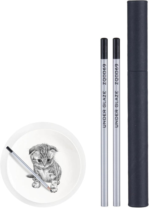 Varku 2PCS Underglaze Pencils for Pottery, Ceramic Black Glaze Percise Pen Pencil, Porcelain Pencils, Black...