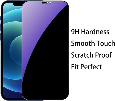 2 Pack Anti-Blue Privacy Tempered Glass Suit for iPhone 12 / iPhone 12 Pro Anti-Spy Screen Protector Anti-Peeping Film 9H Hardness Anti-scratch Fu...