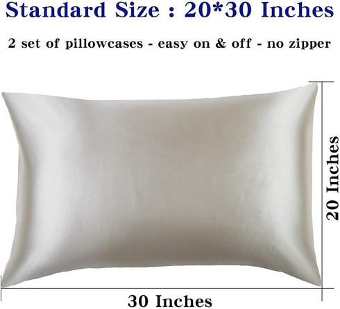 Lanest Housing Satin-Silk Pillowcase Queen, Beige Satin Pillowcase for Hair and Skin, Breathable, Super Soft, Cooling Pillow case Queen-Standard S...