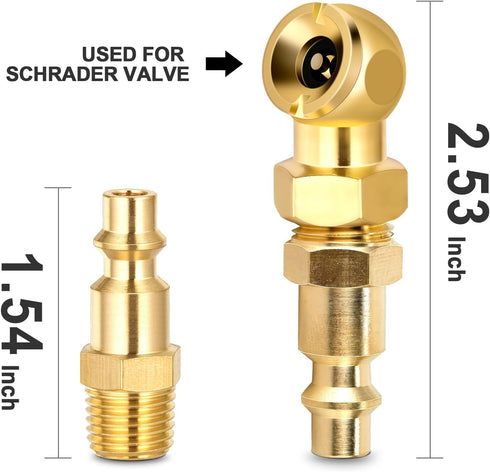 2-Packs Portable Air Chucks, Solid Metal Closed Ball Air Chuck with 1/4" NPT Standard Quick Plug, Tire Inflator Gauge Nozzle for Air Compressor Ac...
