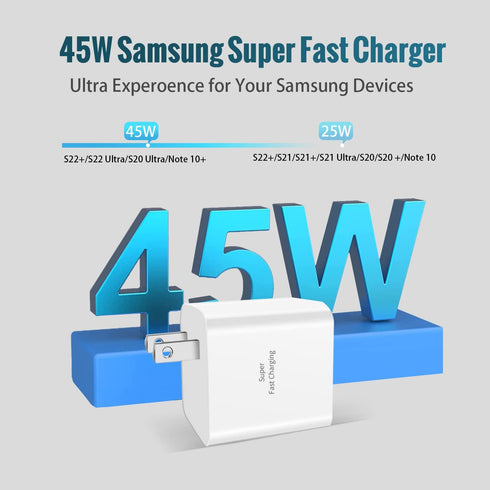 Super Fast Charger, 45W USB-C Wall Charger for Samsung Galaxy Z Fold 4/Z Flip 4/S22 Ultra/S22/S22+/S21 Ultra/S21/S21+/Note 20 Ultra/Note 10 Plus/Z...