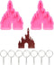 2 Pcs Castle Silicone Mold with Hole Castle Shaped Keychain Molds Chocolate Candy Cake Clay Baking Moulds and 10 Pieces Key Rings with Chain- Cast...