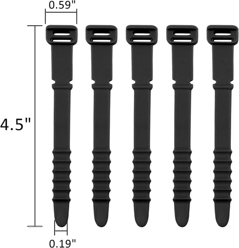 20pcs Silicone Cable Ties Reusable Zip Ties Black Elastic Cord Organizer Wire Management Ties Straps Bundling and Fastening Cable for Home Office ...