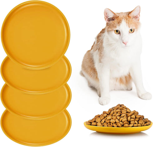 4 Pcs Whisker Fatigue Relief Cat Bowl Shallow Cat Food Dish 6 Inch Cat Wet Feeding Bowls Wide and Short Legged Cat and Small Pet Plate for Kittens...