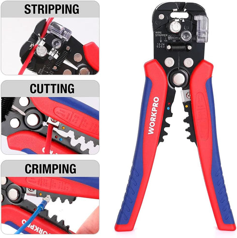 WORKPRO Self Adjusting Wire Stripper, 3-in-1 Automatic Wire Stripper/Cutter/Crimper, AWG10-24, 8 Inch Multi Pliers For Electrical Wire Stripping, ...