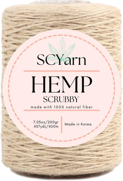 for Hemp Scrubbies 383 Yards (350meters) 7.05oz(200gr) Biodegradable Scrubby Yarn for Washing Dish and Bathroom Eco Friendly Zero Waste Crochet an...