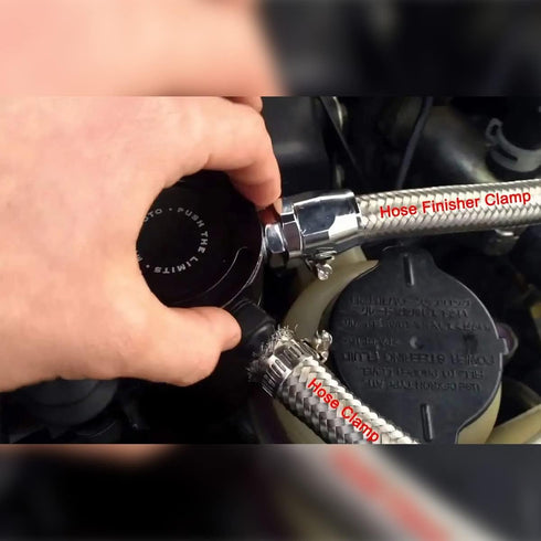 Flexible Rubber Pipe Clamps - 6AN Hose Finisher Clamp with Screw Band for 3/8 Fuel Line, 4Pcs/Pack Black Hose Connectors, Great for Fuel/Oil/Diese...