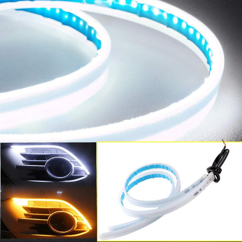 Qasim 30cm Soft Tube Guide Flexible LED Strip Daytime Running Light 12inch White Yellow Sequential Flowing Turn Signal LED Strip Auto Cars Motorcy...