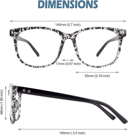 Happy Store CN81 Large Oversized Bold Frame UV 400 Clear Lens Horn Rimmed Glasses...