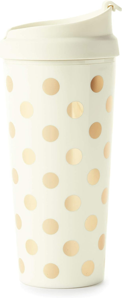 Kate Spade New York Women's Insulated Thermal,Acrylic,Travel Mug Tumbler, 16 Ounces, Gold Dot...