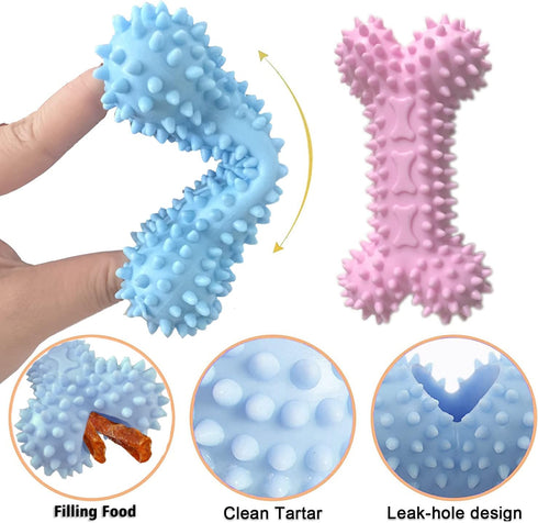Puppy Toys for Teething, Dog Chew Toys for Small & Medium Breeds, Soothe Teething Pain, Lessens Anxiety, Durable, All-Natural Rubber and Cotton, 4...