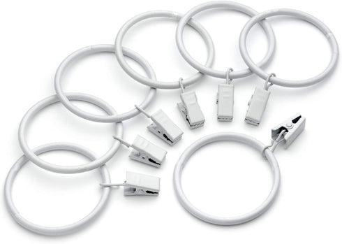 Metal Curtain Clip Rings 2 Inch Interior Diameter Set of 14 (White)...