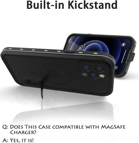 Diverbox Design for iPhone 12 Pro Max Waterproof Case with Kickstand, Durable Shockproof Phone Case Cover with Built in Screen Protector for iPhon...