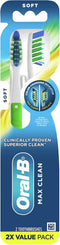 Oral-B, CrossAction Max Clean Manual Toothbrush, Soft, 2 Count...