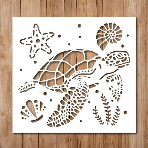 Sea Turtle Stencil - Turtle Stencils for Painting on Wood, Glass, Wall, Rock, Walls, Glassware, Canvas - Turtle Stencil Template (8.5x11), white, ...