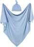 OWLOWLA Swaddle Blanket and Hat Set Newborn Swaddle Wrap Baby Receiving Blanket for Baby Boys Girls(Baby Blue)...
