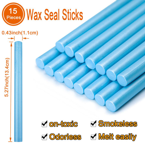 Wax Seal Stick, Tomgenrine 15 Pieces Glue Gun Wax Seal Sticks,for Letter Greeting Cards Wine Sealing Crafts Making Wedding and Party Invitations(L...