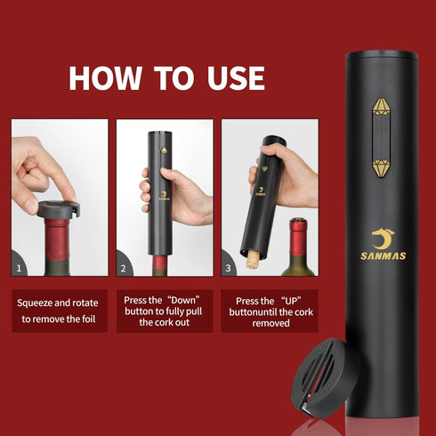Electric Wine Opener, Automatic Wine Bottle Openers Set with Foil Cutter, Battery Operated Cordless Wine Corkscrew for Wine Lovers Gift...