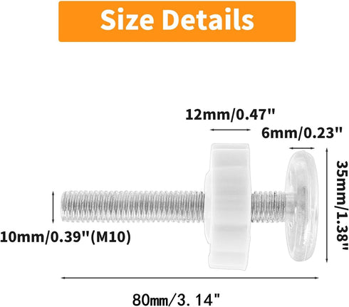 4 Pack Baby Gate Threaded Spindle Rod M10 (10mm) Baby Gate Screw Replacement Hardware Parts Kit for Pressure Mounted Baby & Pet Safety Gates & Sta...