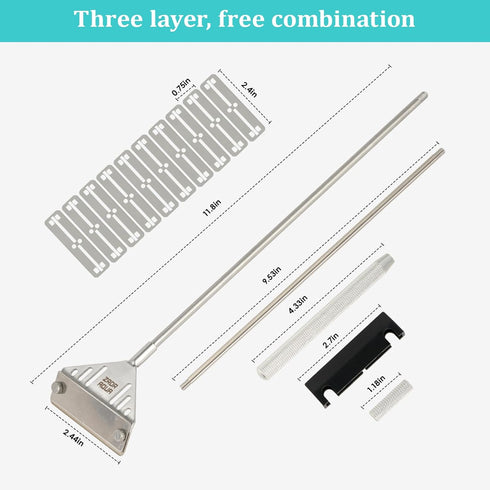 ZRDR Aquarium Scraper, Aquarium Algae Scraper, Algae Scraper for Glass Aquariums, 25.6" Stainless Steel Scraper Cleaning Razor with 10 Blades for ...
