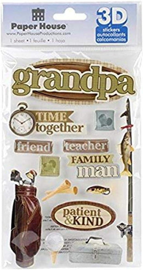Paper House Productions STDM-0195E 3D Cardstock Stickers, Grandpa (3-Pack)...