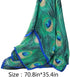 Fashion Women Silk Scarf Long Large Peacock Feather Print Wrap Shawl Scarves Headscarf...