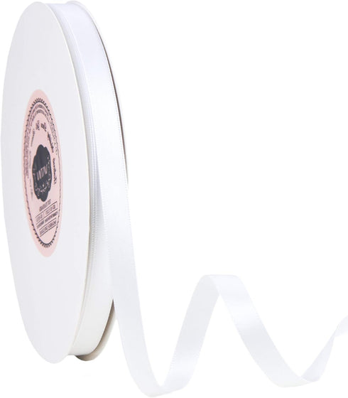 VATIN 3/8 inches Double Faced White Polyester Satin Ribbon - 50 Yards for Gift Wrapping Ornaments Party Favor Braids Baby Shower Decoration Floral...