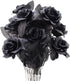 TUZAZO 10pcs Black Roses Artificial Flowers with Stems, Faux Silk Flowers Bridal Gothic Wedding Bouquet, Realistic Blossom Flora for Home, Office,...