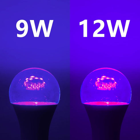 FAGUANGAO LED Black Light Bulb,9W(75Watt Equivalent) A19 UV Blacklight Bulb,120V,UVA Level 390-400nm,E26 Medium Base,Glow in The Dark for Blacklig...