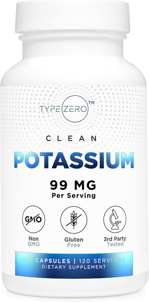 Type Zero Potassium Citrate (99mg, 120 Capsules) - Gluten Free, Non-GMO...