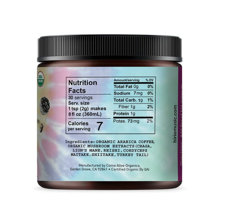 LRLA SUPERFOODS Organic Mushroom Coffee (HIRIE Edition) 35 Servings, 7 Superfood Mushrooms, Fair Trade Arabica Coffee...