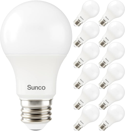 Sunco Lighting 12 LED A19 Light Lamp Bulbs 9W Equivalent 60W, CRI91 E26 Base 3000K White for Living Room Dining Area Bedroom Refrigerator, 850 Lum...