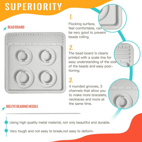 hobbyworker The Bead Boards Bracelet Sizer Measurement Tool 4 Round Grooves for Jewerly Bracelets Necklaces Making Supplies...