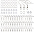 100PCS/50Pairs 925 Sterling Silver Earring Hooks,Ear Wires Fish Hooks,300pcs Hypoallergenic Earring Making kit with Jump Rings and Clear Rubber Ea...
