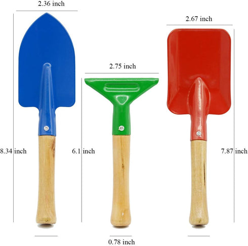Kids Garden Tools Set Made of Metal with Sturdy Wooden Handle. Safe & Right Size for Children, 8" Long Bamboo Gardening Tools for Kids...