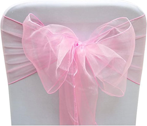 Elegant Organza Chair Sashes Sheer Fabric Sashes for Weddings, Parties, and Special Events – (Pack of 10 Pieces, Baby Pink)...