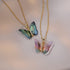 Butterfly Necklace for Women - Fairy Cubic Zirconia Butterfly Pendant Necklaces Titanium Steel (Gold Pink)...