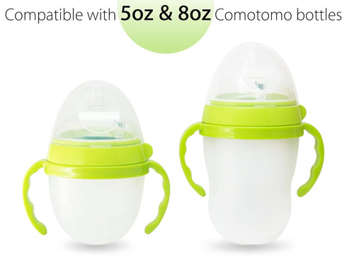 Baby Bottle Handles for Comotomo 5 Ounce & 8 Ounce Silicone Baby Bottles, Compatible Comotomo Bottle Holder for Baby, Pack of 2, Green...