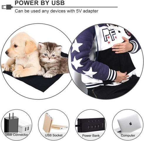 Heating Pad, 5V USB Washable Super Large Carbon Fiber Electric Cloth Heating for Neck, Back, Stomach, Lumbar Spine, Black...