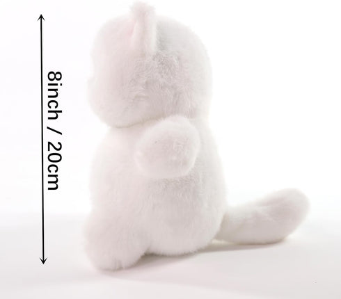 8" White Cat Stuffed Animal Plush Toy, Cat Plush Cute Plushies for Animal Themed Parties Teacher Student Award, Animal Toys for Baby, Boy, Girls, ...
