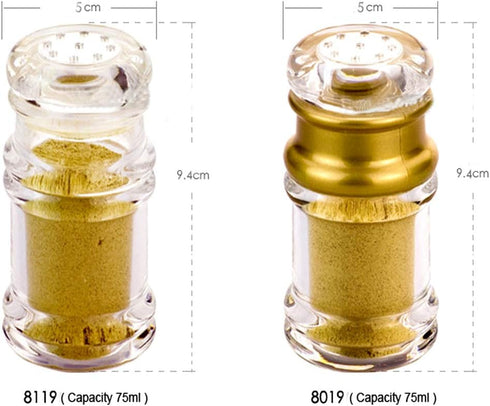 Acrylic Condiment Salt Pepper Chili Powder Shaker Cruet Bottle Seasoing Spices Pot Jar with nine-hole cover, Gold&Clear,?5xH9.4cm,75ml, YTBH-0819...