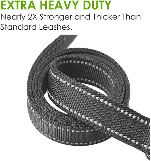 Heavy Duty Dog Leash - 2 Handles by Padded Traffic Handle for Extra Control, 6foot Long - Perfect for Medium to Large Dogs (6 ft, Black Green)...