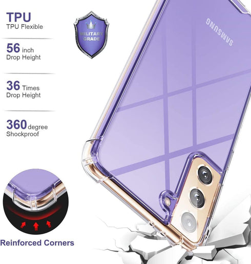KIOMY Clear Case for Samsung Galaxy S21 5G Airbag Corners Shockproof Bumper Protective Phone Cover, Hybrid Design Hard PC Back with Flexible TPU F...