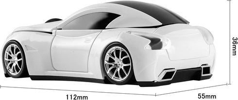 Cool Sport Car Shaped 2.4GHz Wireless Mouse Optical Cordless Mice with USB Receiver for PC Laptop Computer 1600DPI 3 Buttons White...
