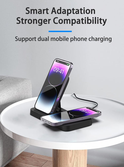3 in 1 Wireless Charging Station, 15W Fast Wireless Charging Stand Compatible with Phone 15/14/13/12/11 Pro Max XR XS 8 Plus, iWatch 8/7/6/5/4/3/2...