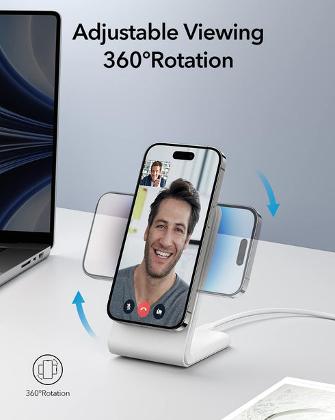 Meifigno Magnetic Wireless Charger for iPhone 15/14/13/12 Series, Fast Charging with PD3.0 20W USB-C Adapter & Charging Cable MagSafe Charger Stan...