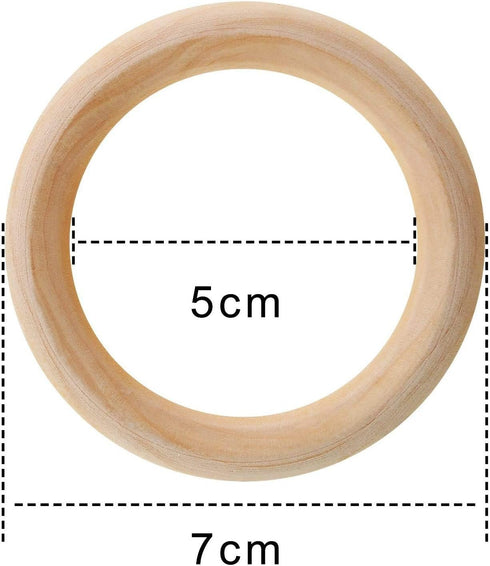 12 Pieces Macrame Wooden Rings 70mm Natural Wood Rings Without Paint Smooth Unfinished Wood Circles for Craft DIY Ring Pendant Connectors (2.75 In...