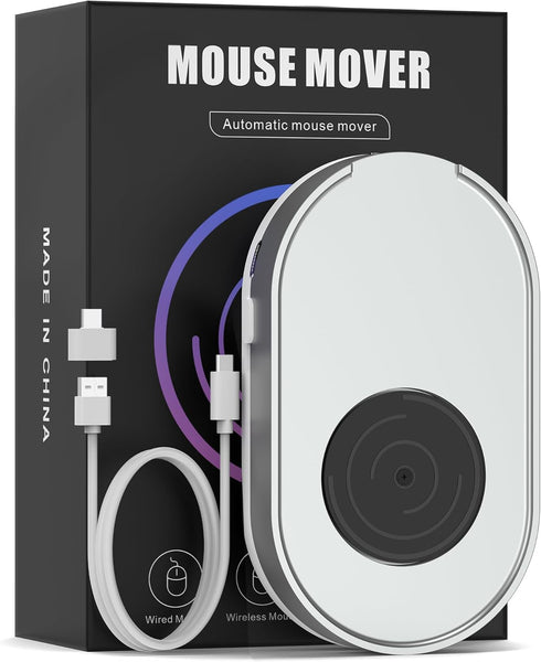 Mouse Jiggler, Undetectable Mouse Mover Device Wiggler Shaker with Drive Free USB Cable and USB C to USB Adapter, Physical Automatically Mouse Mov...