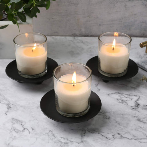 Black Iron Plate Candle Holder Set of 5 Holders 4 Inch Diameter for Candle Gardens Spa Farmhouse Aromatherapy Incense Cones Wedding...