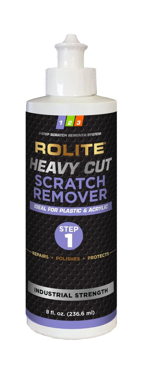 Rolite - RHCSR8z Heavy Cut Scratch Remover (8 fl. oz.) for Plastic & Acrylic Surfaces Including Marine Strataglass & Eisenglass, Headlights, Aquar...